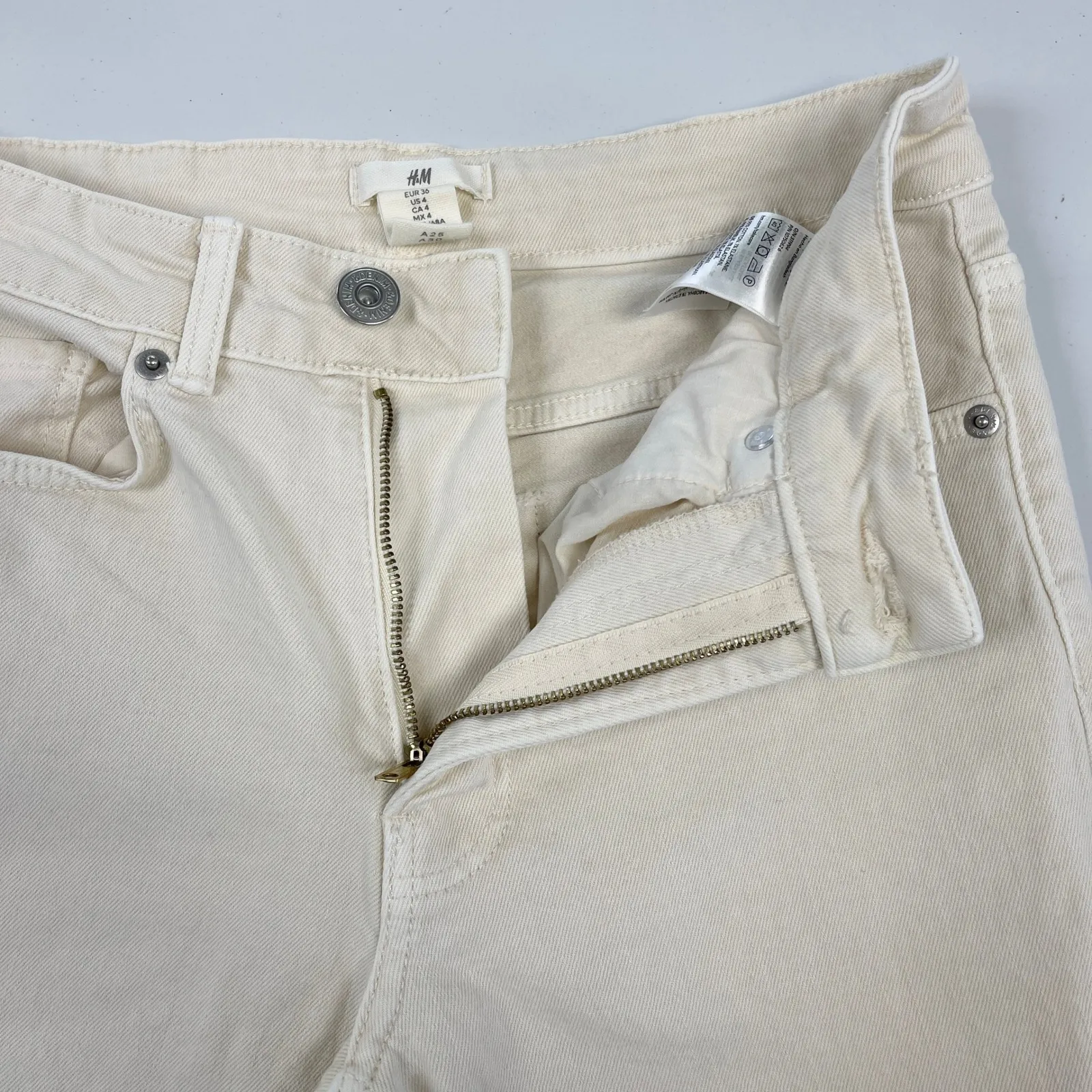 H&M‎ Womens Jeans 4 High Rise Straight Leg Cream Minimalist Core Street Normcore - Image 6