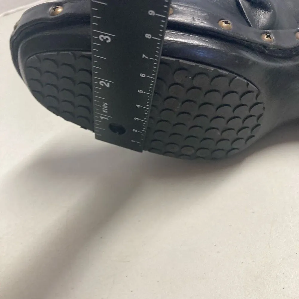 SIBICCA Of California‎ Women’s Wooden Heel Studded Braided Black Clogs Size 8 - Image 4