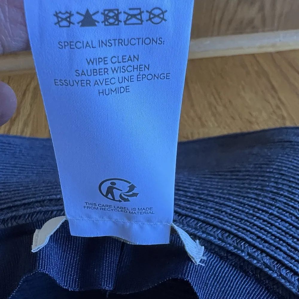 Boden Sun Hat Wide Brim Navy Vacation Beach Nautical Floppy Paper 21.5 Small/Med - Image 12