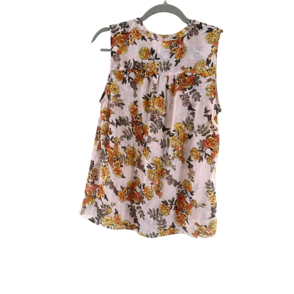 Women's A New Day Floral Sleeveless Blouse M Pink Orange - Image 3