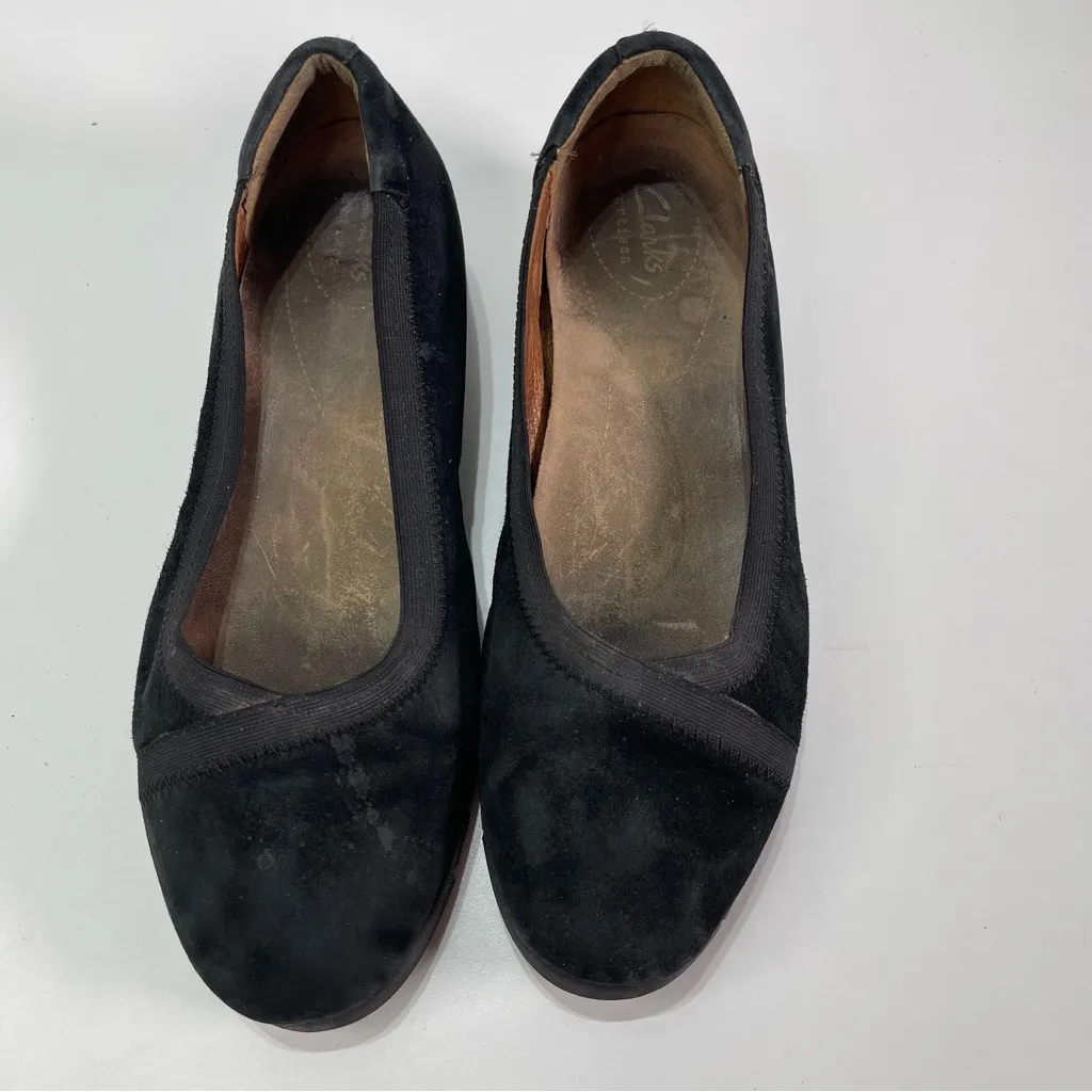 Clarks Artisan Daelyn Hill Women 8.5 Black Suede Slip On Loafers Flats Shoes - Image 2