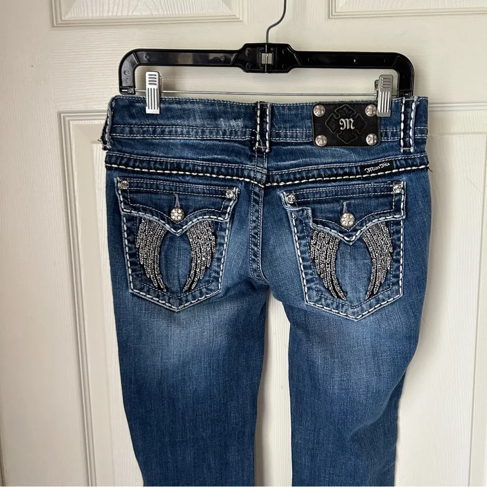 Miss Me Boot Angel Wing Detail On Back Pockets Bootcut Jeans 28 Western - Image 3