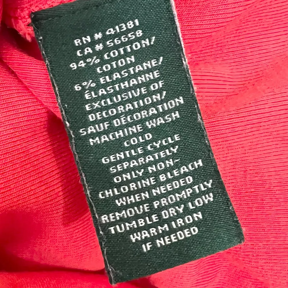 Lauren Ralph Lauren Red Square Neck Side Button Short Sleeve T-Shirt Size Large - Image 10