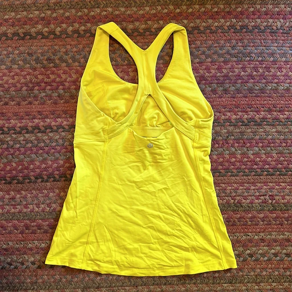 LULULEMON BRIGHT YELLOW ATHLETIC TANK WORK OUT TENNIS GOLF PICKLEBALL WAIST - Image 2