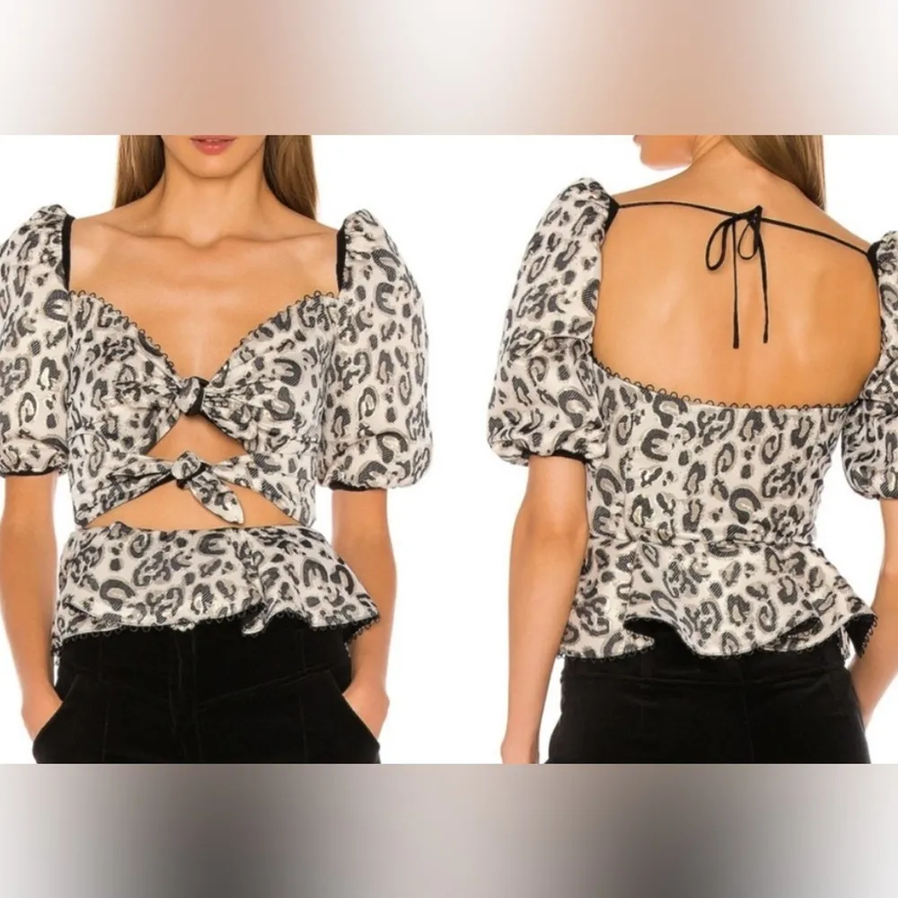 NWT V. Chapman Geneva tie Blouse in Leopard cheetah animal print top REVOLVE Gold Size 4 - Image 4