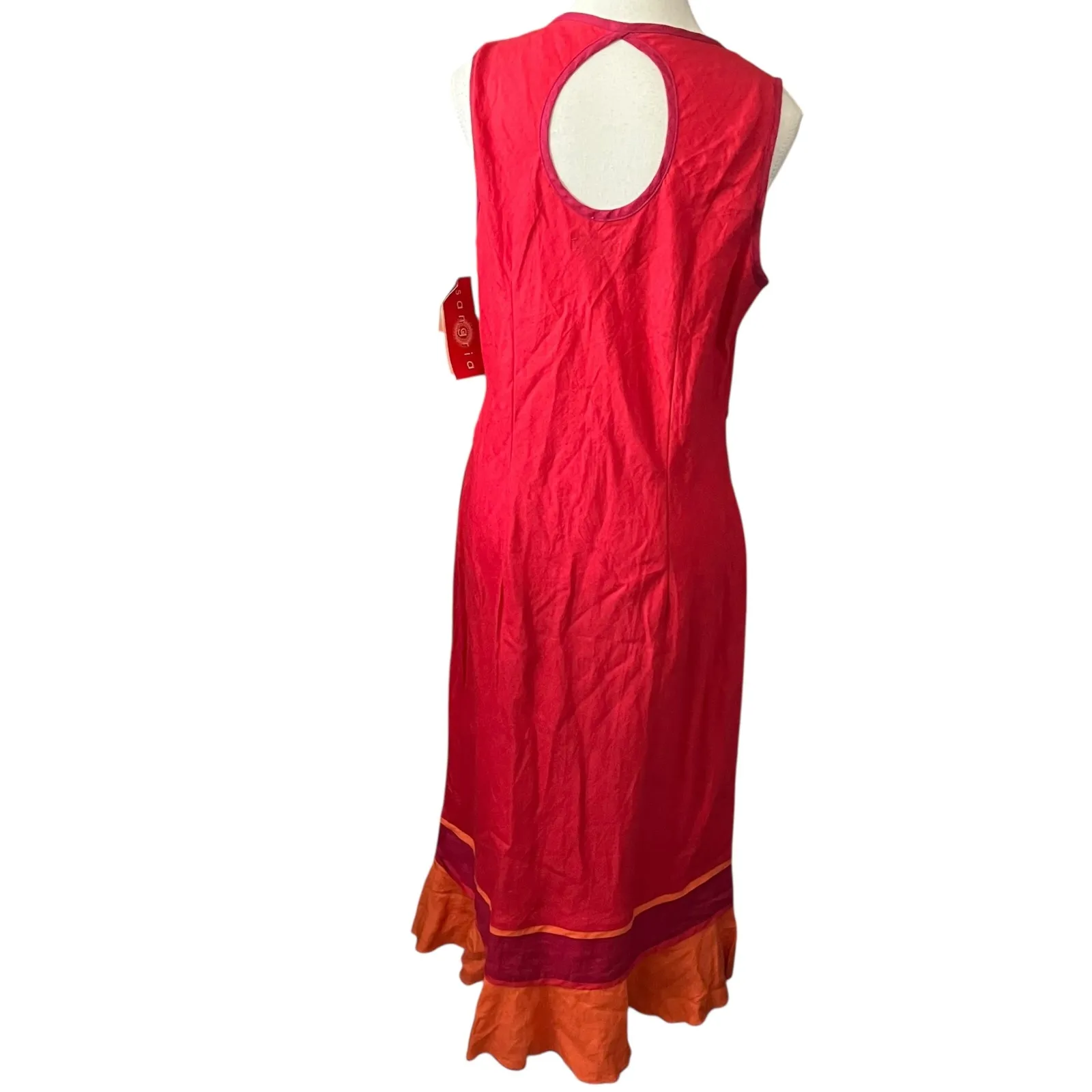 Sangria Red Linen Dress Sleeveless Midi Casual Summer Sundress‎ Size 10 - Image 4