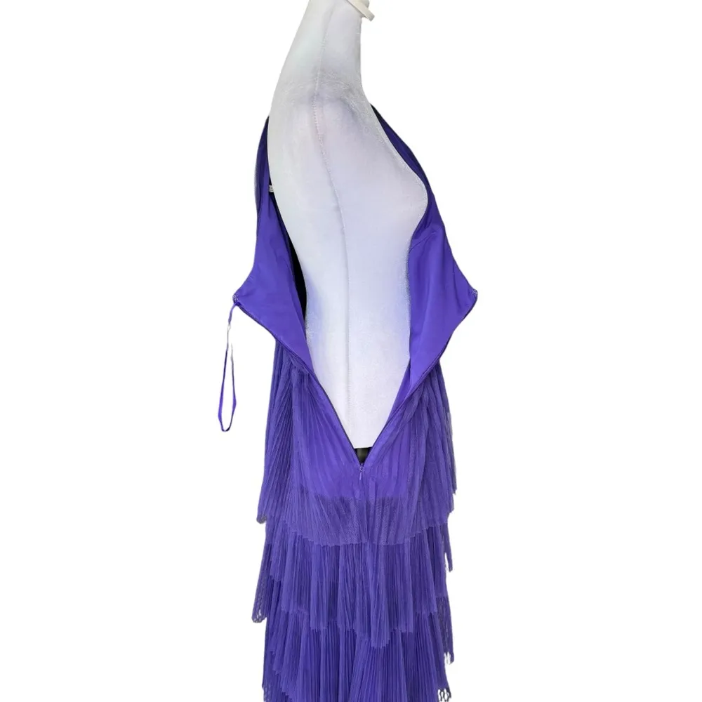 Hutch x Anthropologie - Xala One-Shoulder Tiered Pleated Tulle Maxi Dress Sz 6 - Image 8