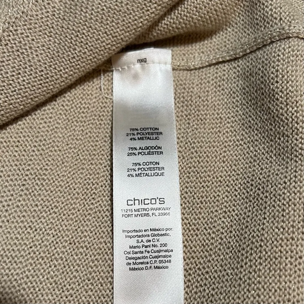 Zenergy by Chico’s Stitch Hoodie Sweater Tan/Gold Sparkly Size 0 (Chico’s size) - Image 4