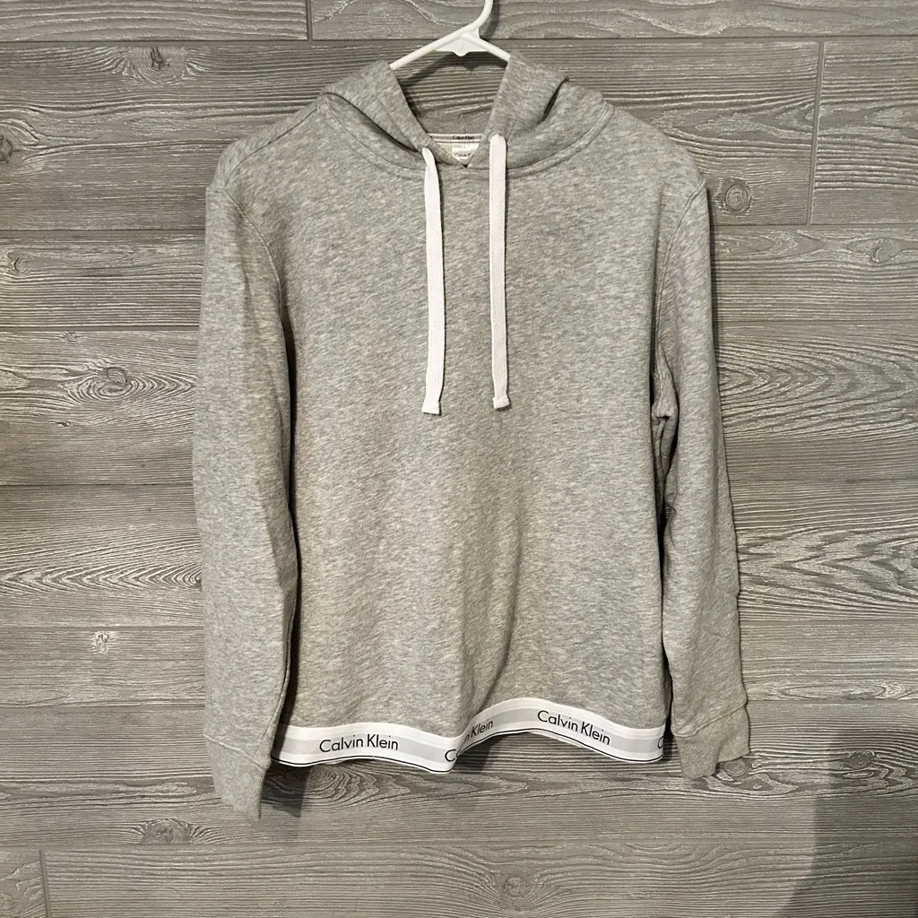 Calvin Klein Hoodie with Logo Band size small light gray‎ hoodie sleepwear - Image 3