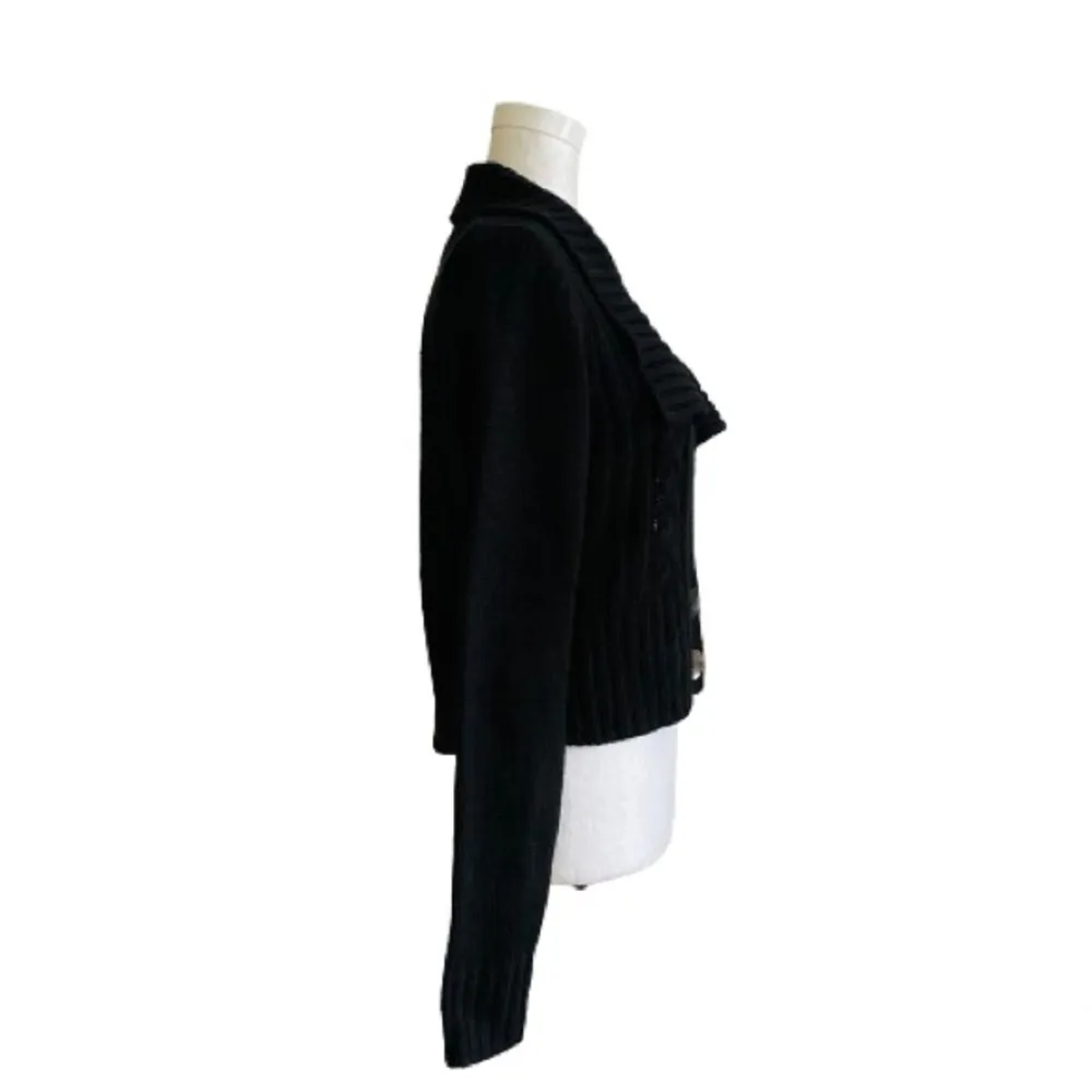 Sweater Project Black Shawl Collar Crop Cropped Ribbed Cardigan Sweater XL NEW - Image 4