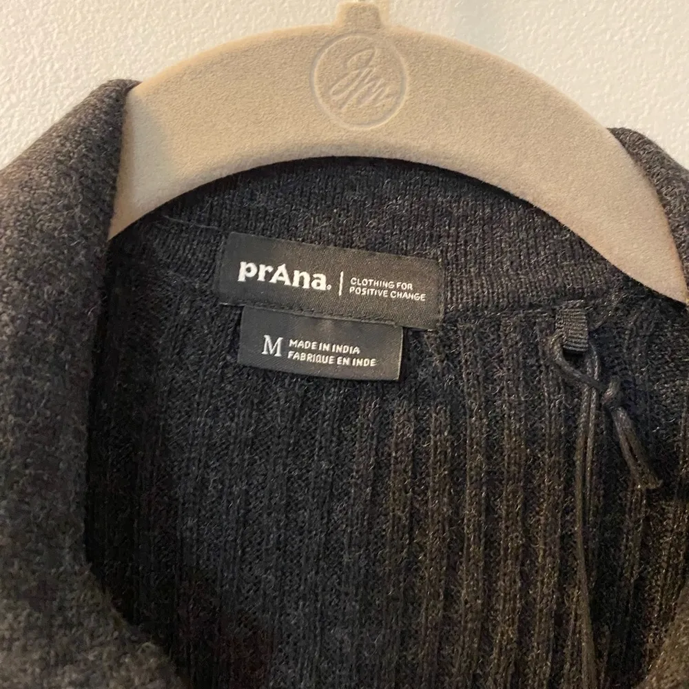 Prana Milani Polo v-neck ribbed sweater in charcoal grey. Stretch, slim fit med. - Image 2