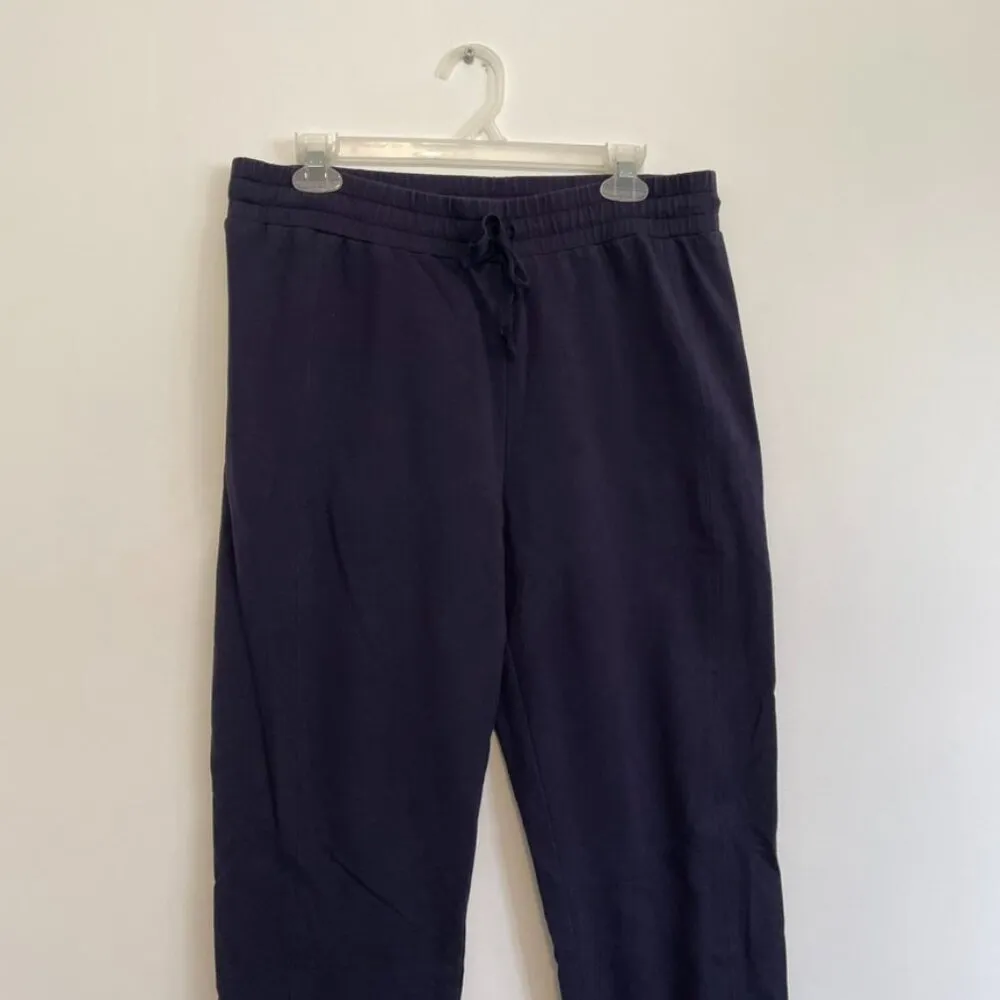 TALBOTS Navy Blue Drawstring Pull On Cotton Tapered Leg Sweatpants Joggers Pants - Image 3