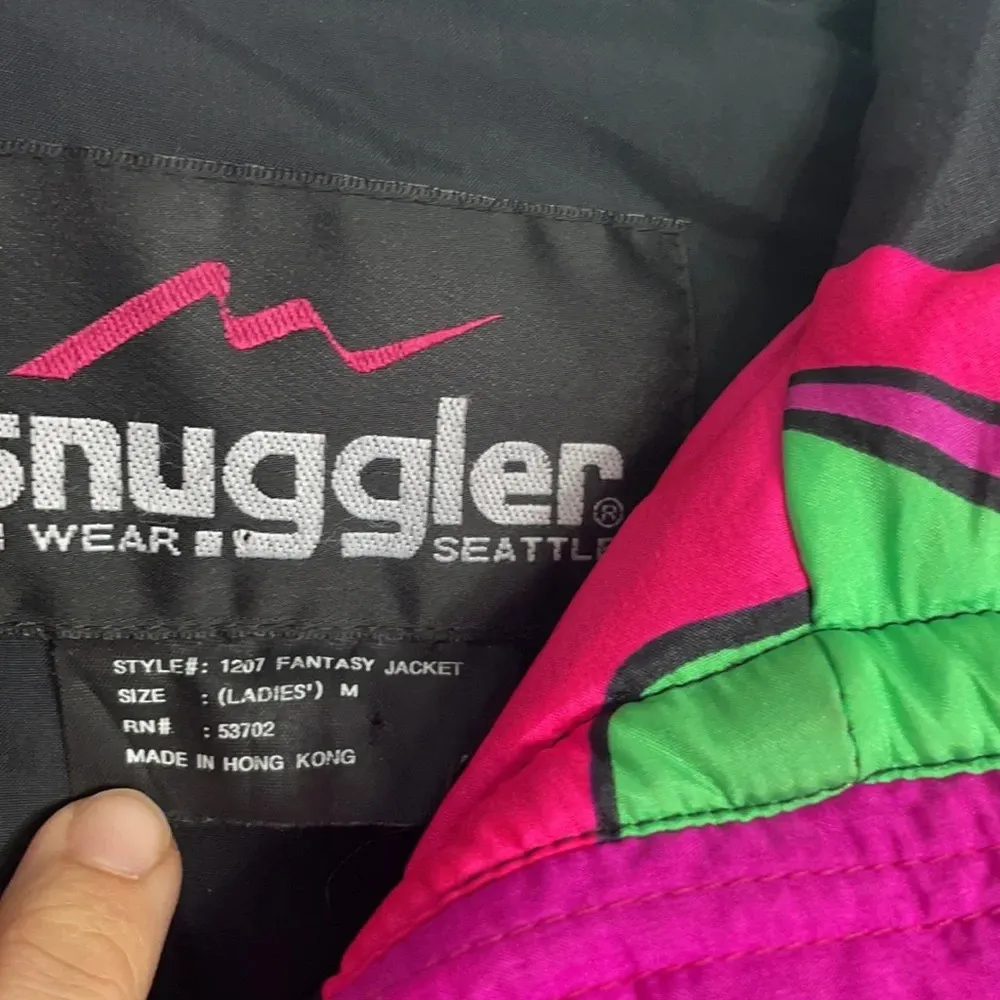Vintage Retro Neon 80s 90s Snuggler Ski Fantasy Snow Jacket Ladies Sz M Black Size M - Image 3