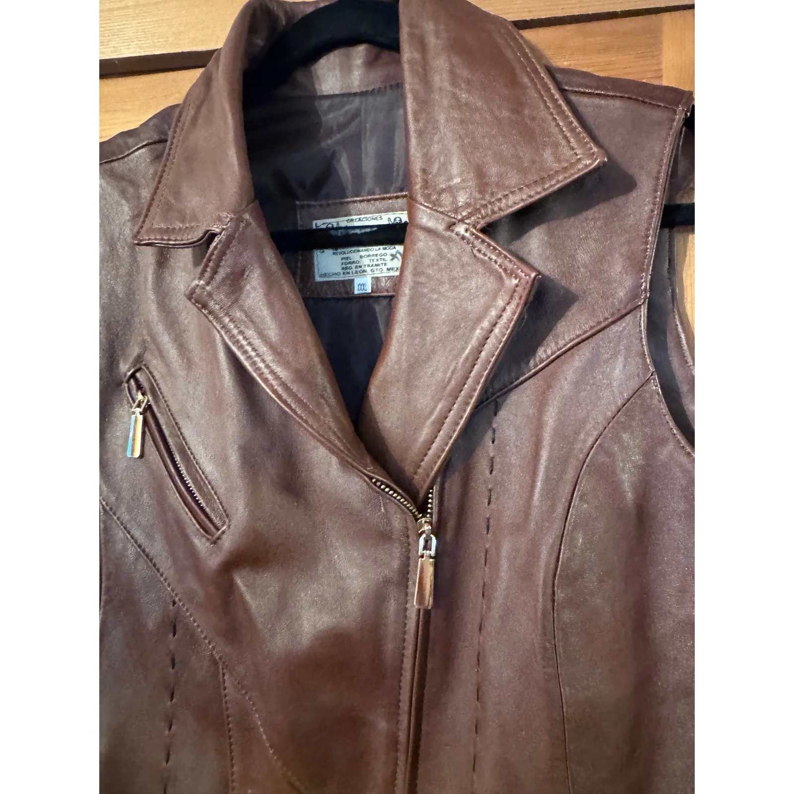 Alcaraz Leather Vest Brown Motorcycle Biker Style Women's XXXL see measurements Size undefined - Image 5