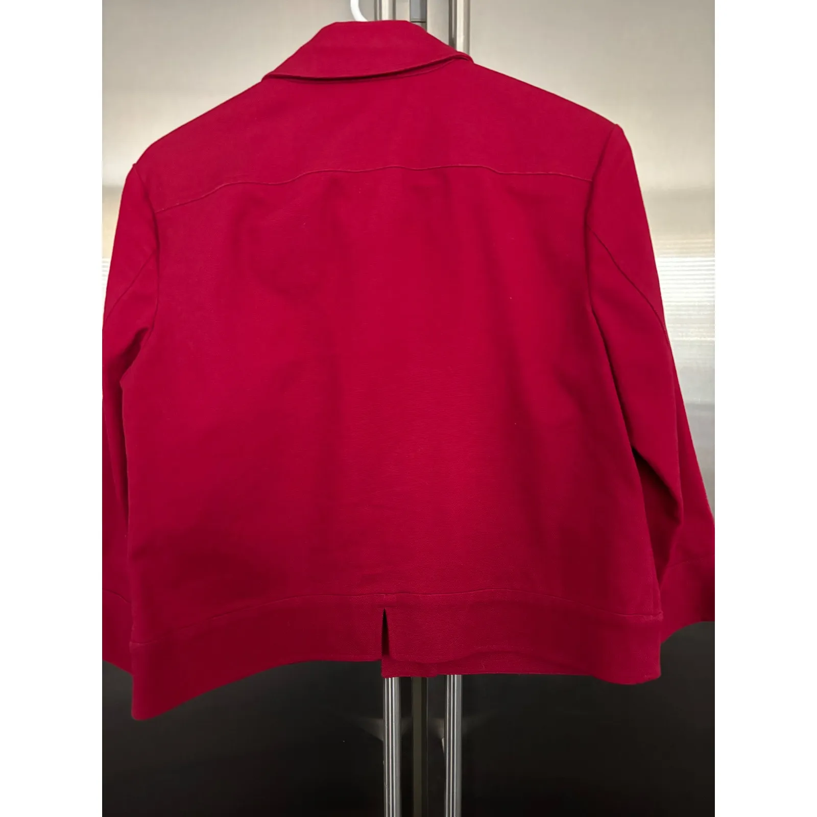 Talbots Red Stretch Jacket Button Front Collared Cropped‎ Size 10 - Image 3