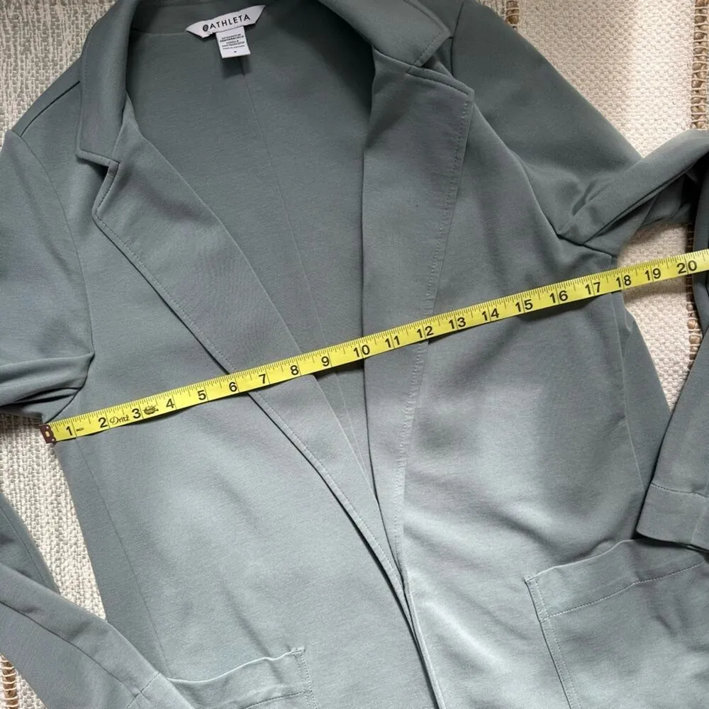 Athleta Eastbound Minimalist Seafoam Sage Green Open Front Blazer Women’s Size 4 - Image 9