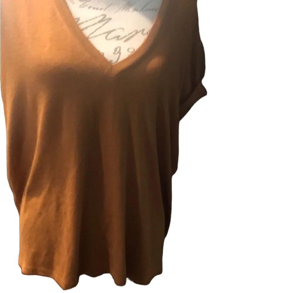 Mod Ref Large Rust Color Road Curve V Neck Blouse - Image 11