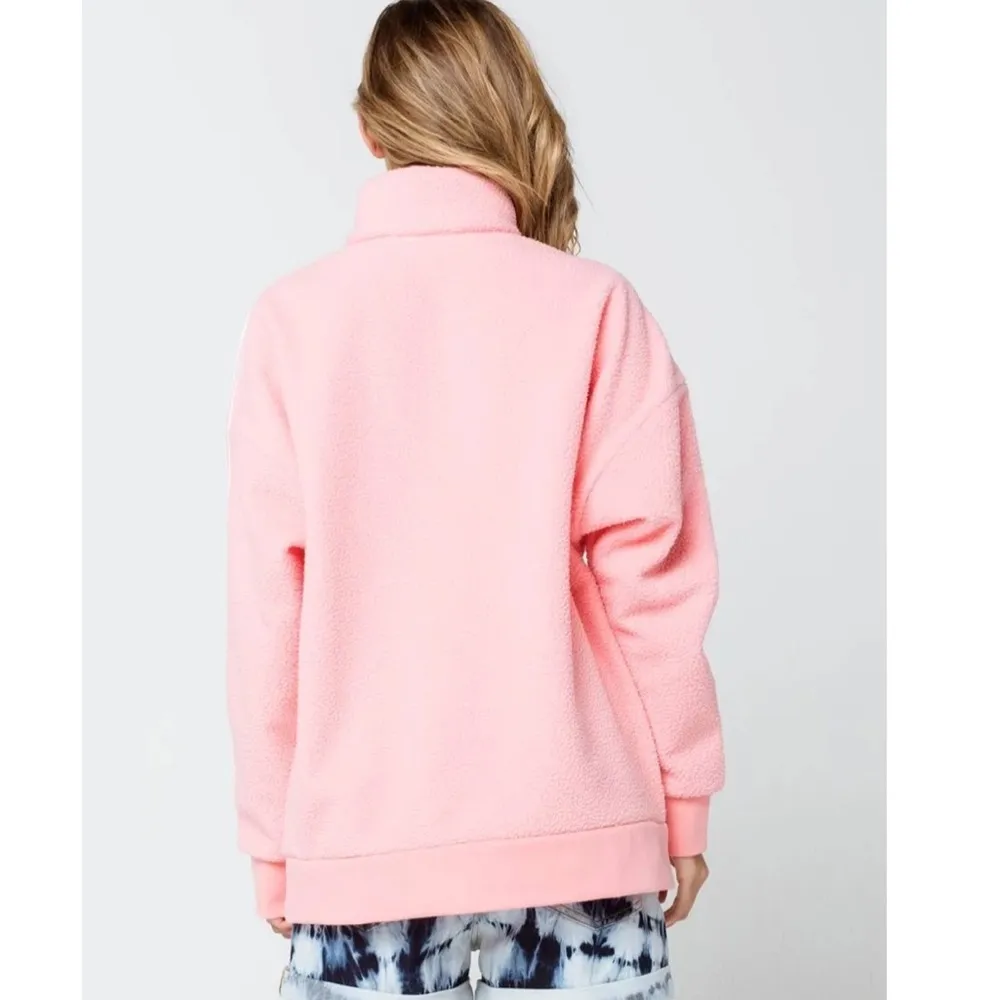 NWT Adidas Originals Half Zip Sweatshirt Polar Fleece Glow Pink GK7169 XS - Image 7