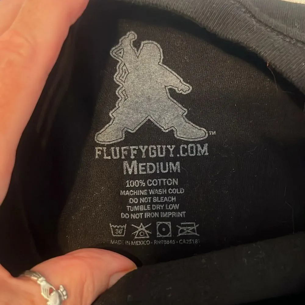 NWOT Gabriel Iglesias Fluffy womens szM short sleeve “Love, laughter & cake” tee Black Size M - Image 3