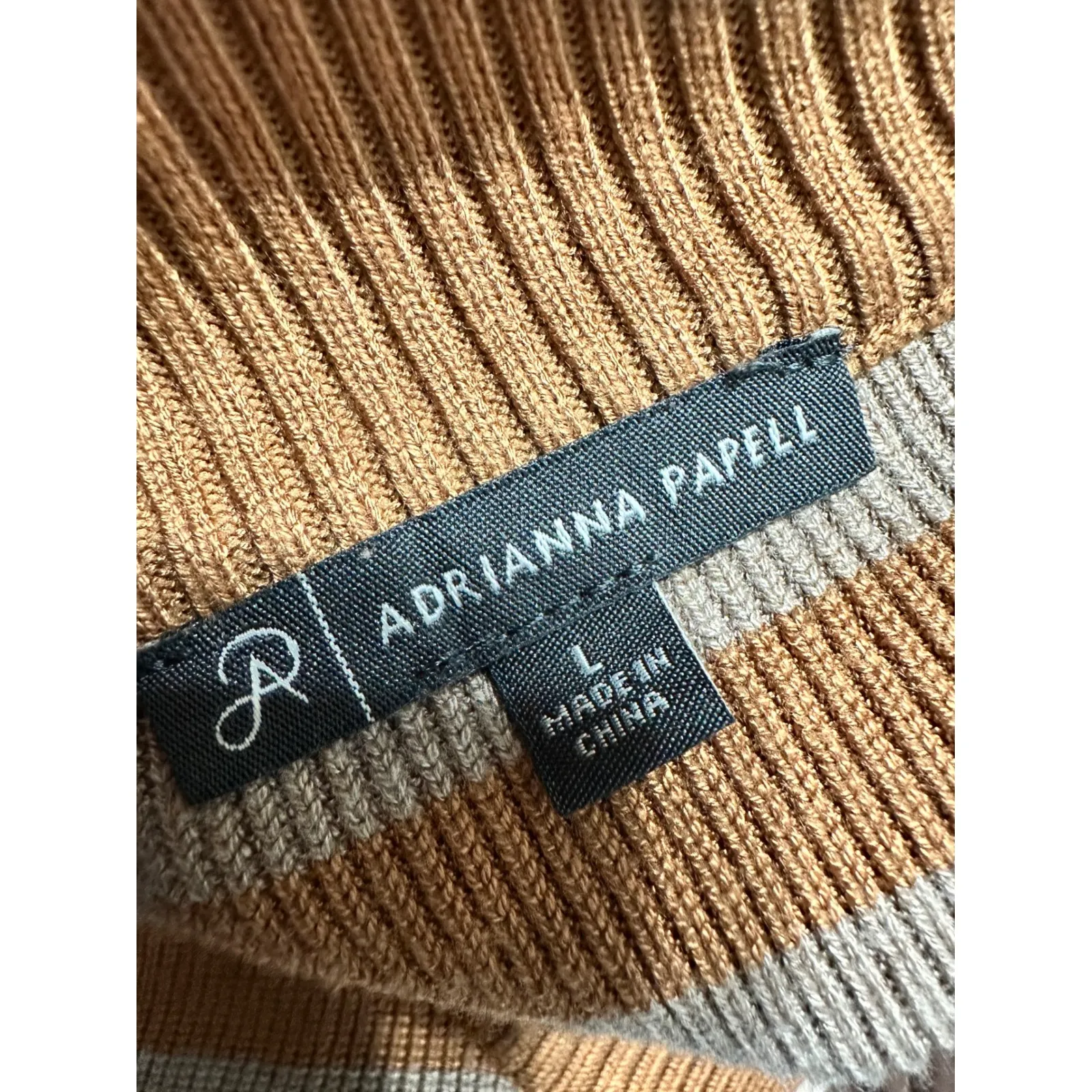 Adrianna Papell Color Block Striped Knit Sweater Women's Size L - Image 6