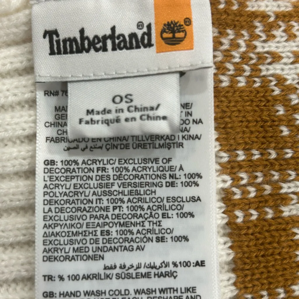 Timberland Buffalo Plaid Wheat and Ivory Scarf NWOT - Image 4