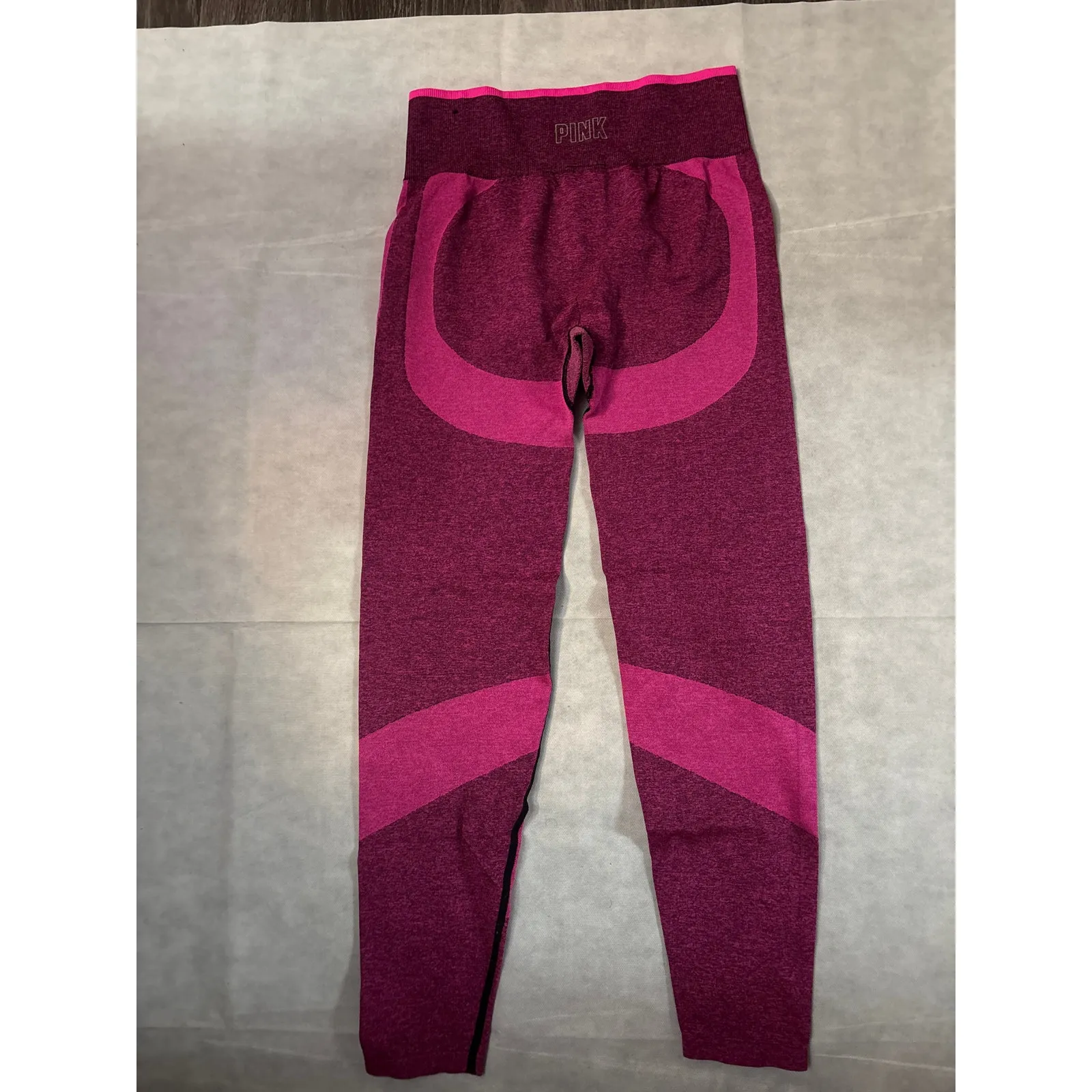 Pink Victoria Secret Two Tone Seamless Workout Leggings M Athleisure Activewear - Image 4