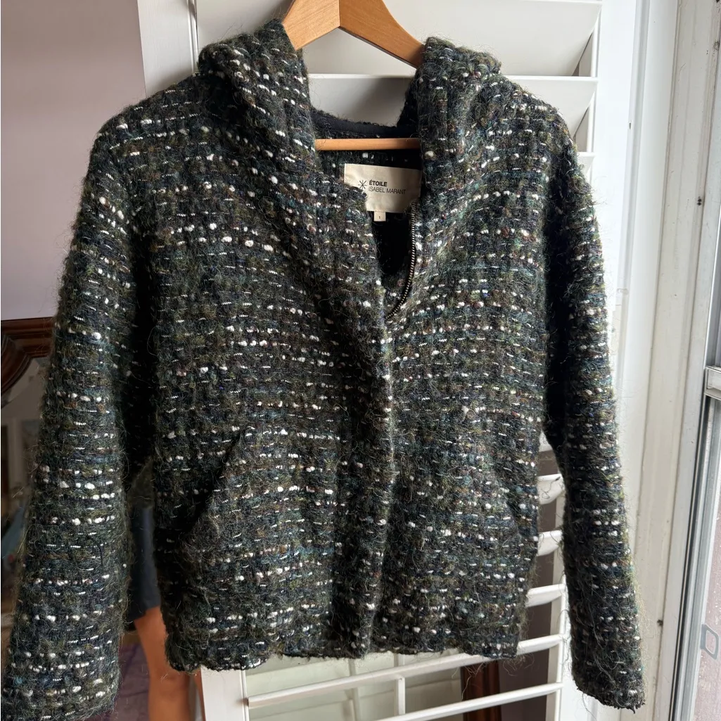 Isabel Marant Black and Green Teddy wool Jacket/Coat - Image 2