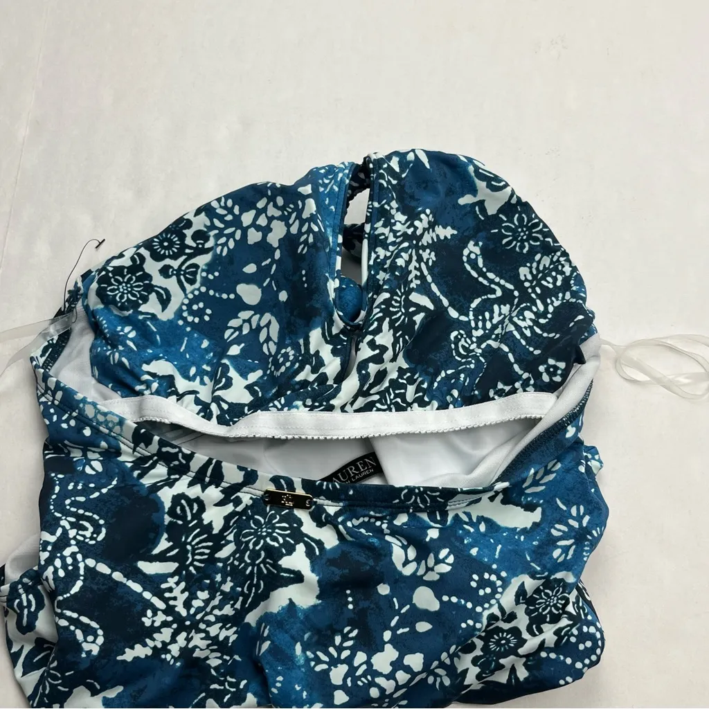 Lauren Ralph Lauren Womens Rattan Ring One Piece Swimsuit Size 8 Blue White NWOT - Image 14