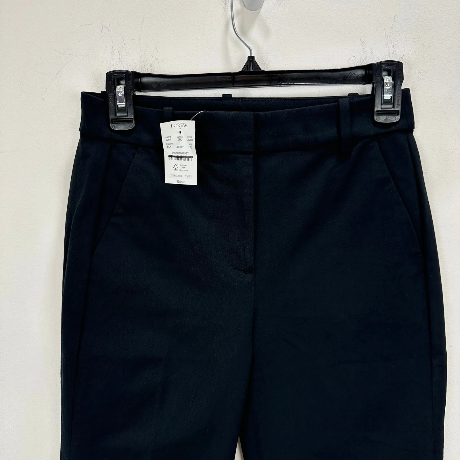 J.Crew Petite Slim Straight Leg Capri Pant Black Classic Cotton Blend US 0P NWT - Image 8