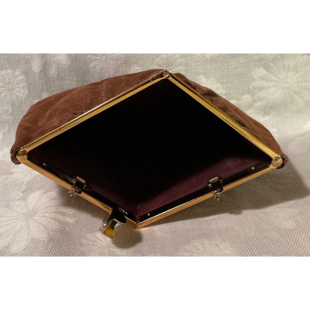 Vintage Harry Levine HL USA Womens Crossbody Purse Brown Suede Leather - Image 5