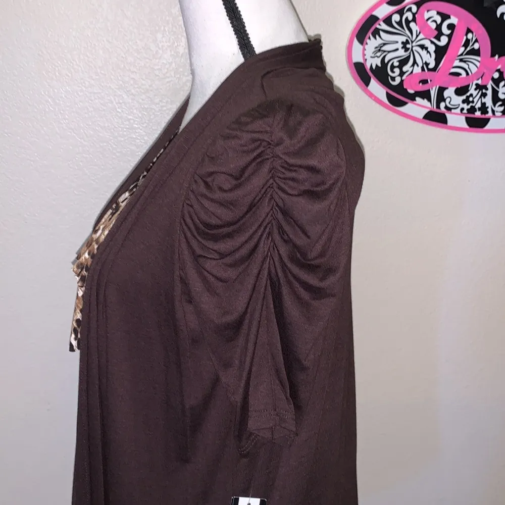 AB Studio NWT  cheetah print layered top with attached cardigan - Image 4