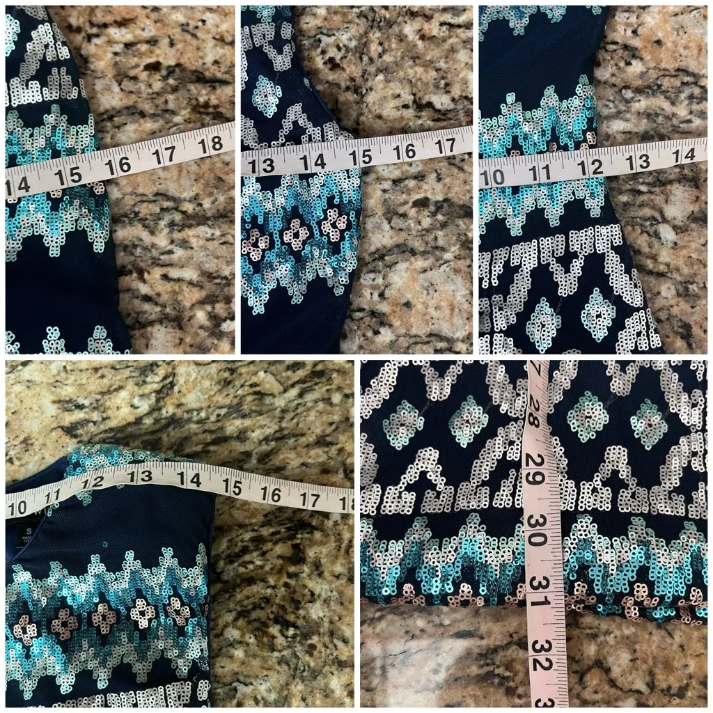 As You Wish Sequin Bodycon Mini Dress S Geometric Tribal Sparkle Party Club - Image 6