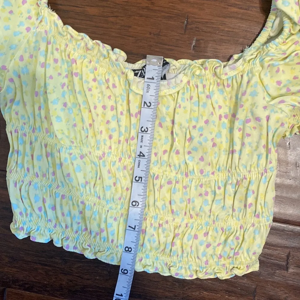 Zara Crop Top Blouse XS Yellow - Image 8