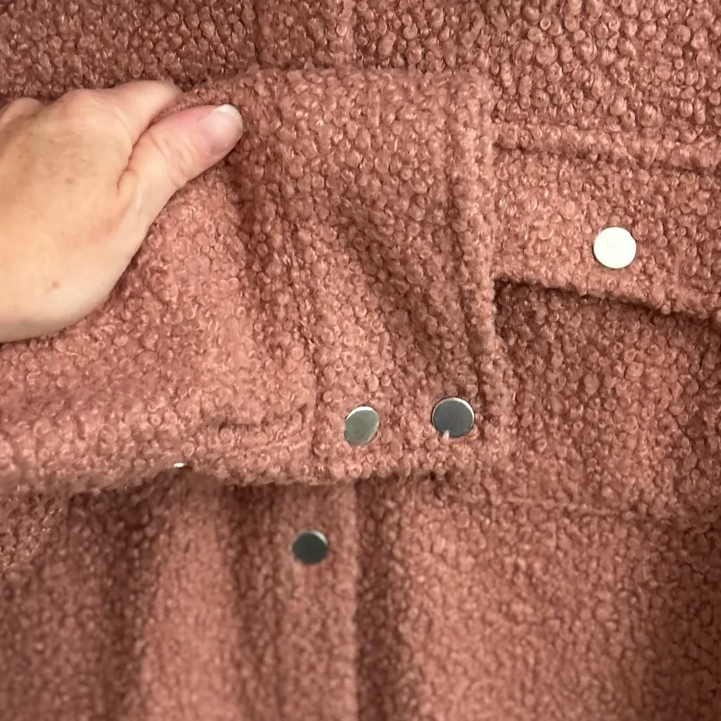 Soft Surroundings Campera Shacket Rose Pink Mauve Teddy Jacket Coat Size Large - Image 5