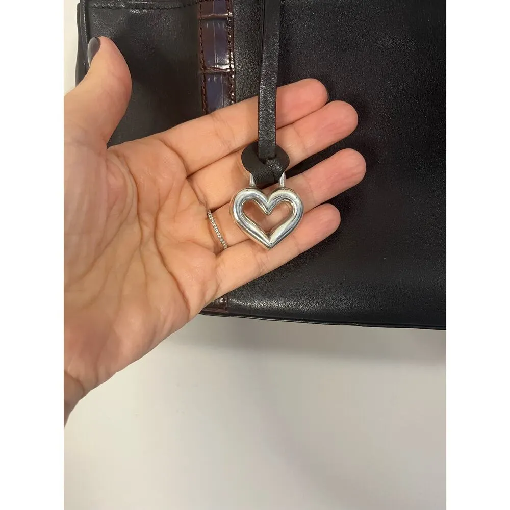 Brighton Double Pocket Black & Brown Leather Medium Shoulder Handbag RETIRED! - Image 3