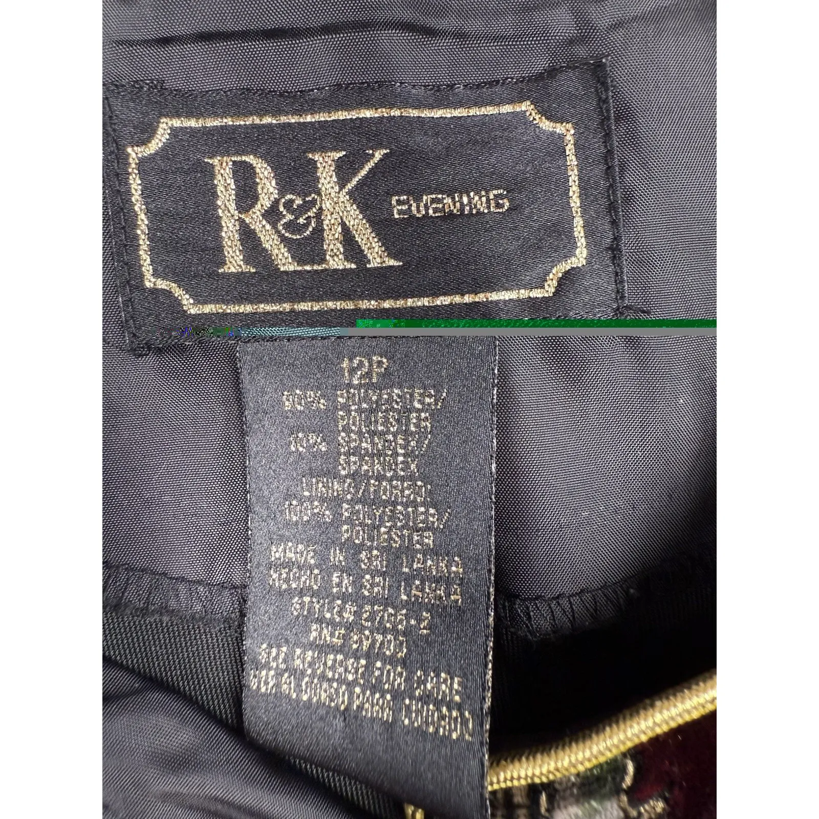 Velvet Floral Gold Black Holiday Jacket Top Wome's Size 12P Metallic R&K Evening - Image 5