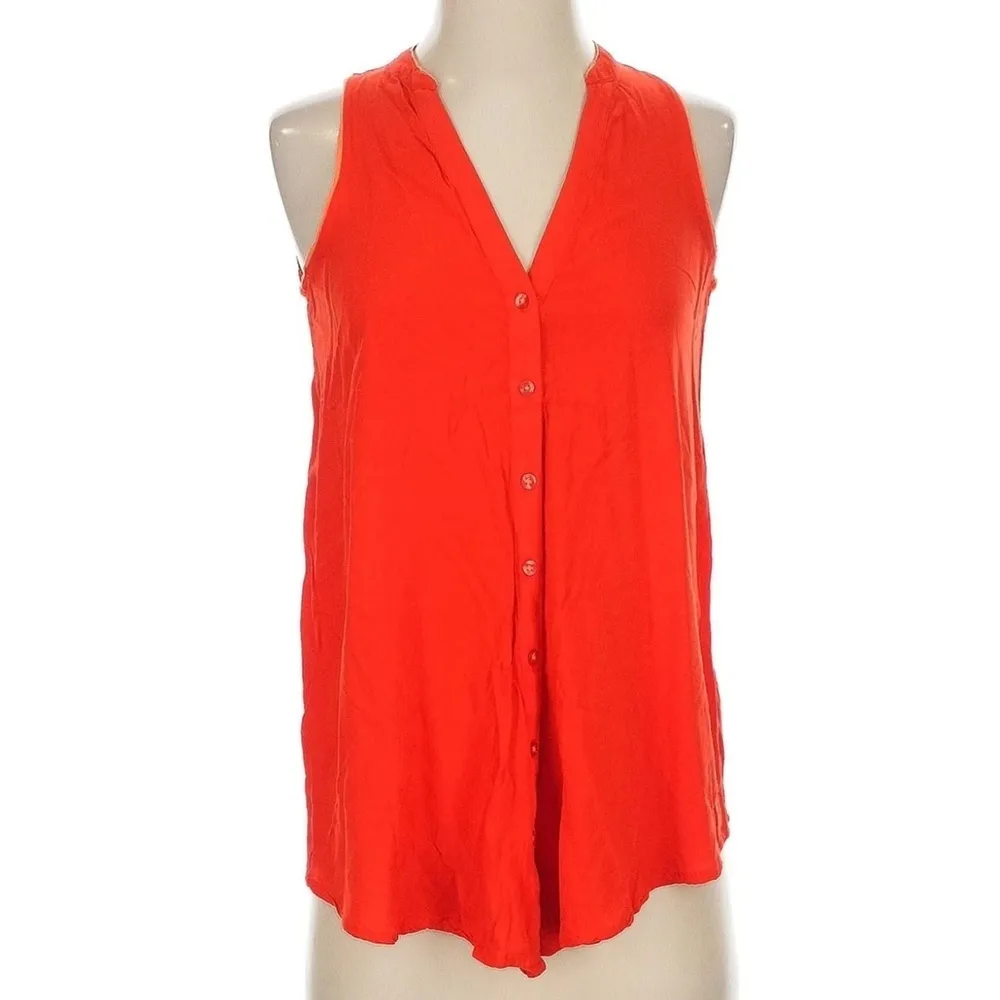 Maeve Anthropologie Bright Red Coral Sleeveless Top Women 6 Rayon  Flowy Airy - Image 13