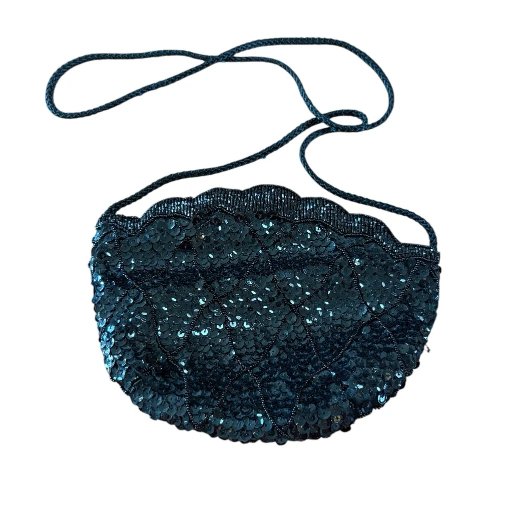 La Regale Vintage Black Sequin Evening Bag - Image 5