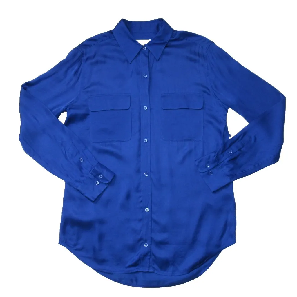 NWT Equipment Signature in Hyper Blue Satin Button Down Shirt S $230 - Image 2