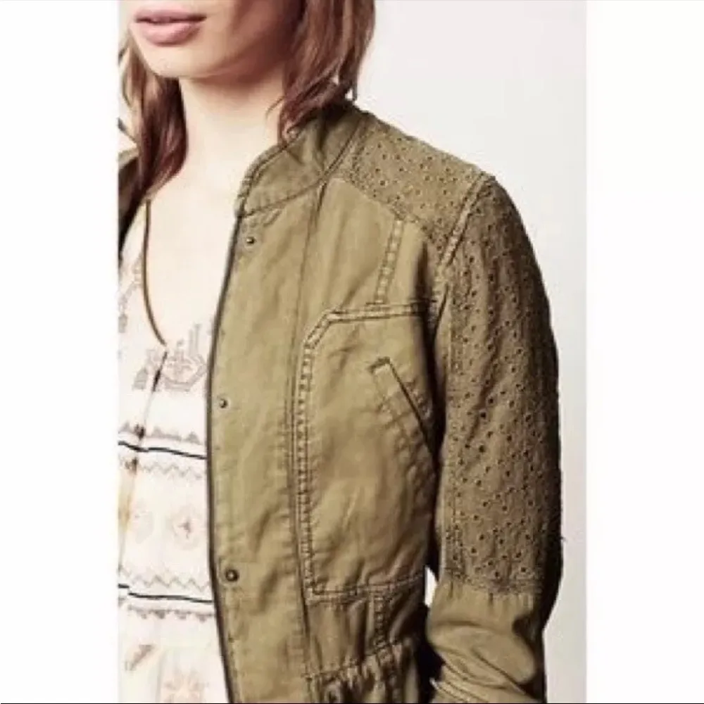 Hei Hei Anthropologie Olive Green Eyelet Jacket XS - Image 3