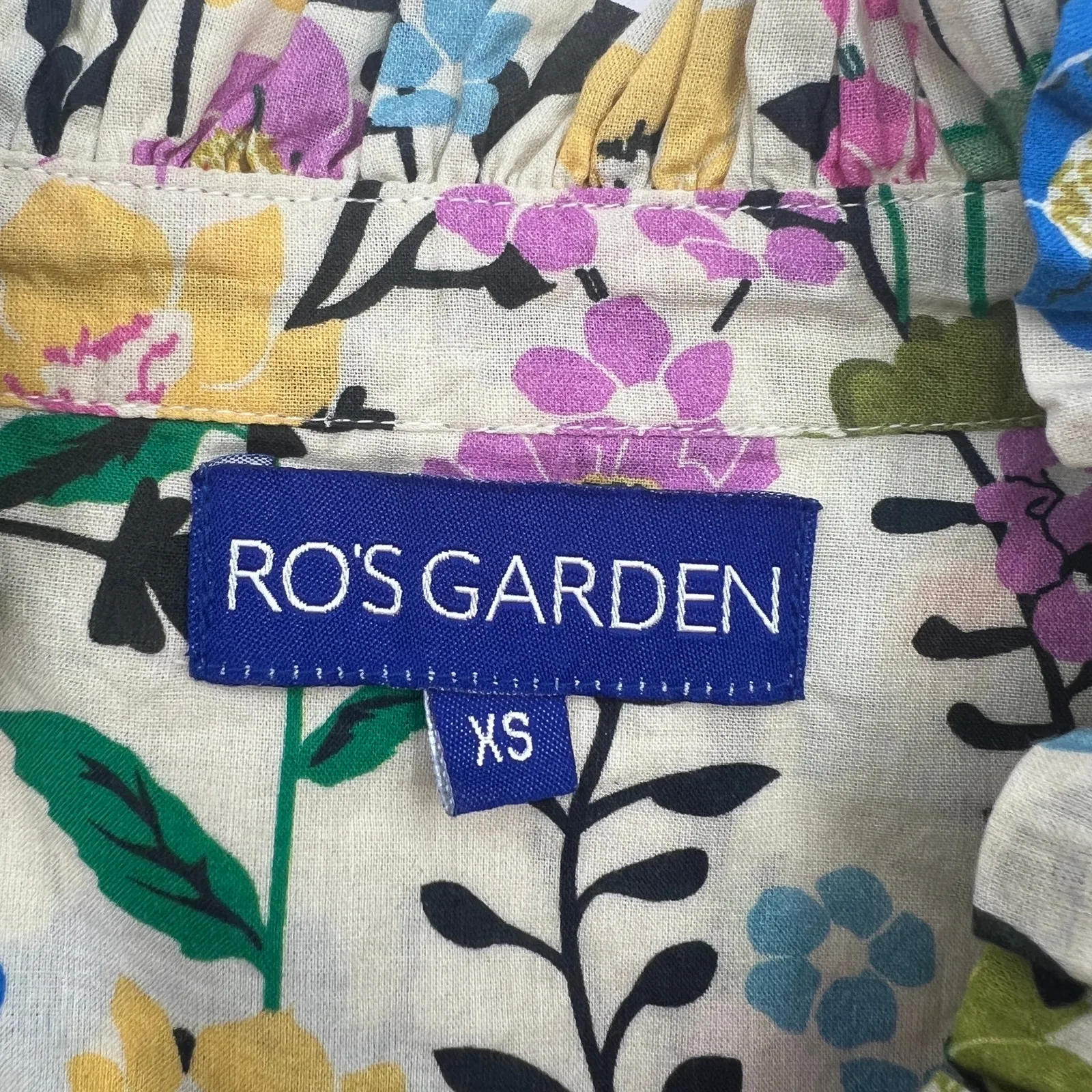 Anthropologie Ro's Garden Vibeka Ruffled Mini Shirt Dress Floral White Size XS - Image 3