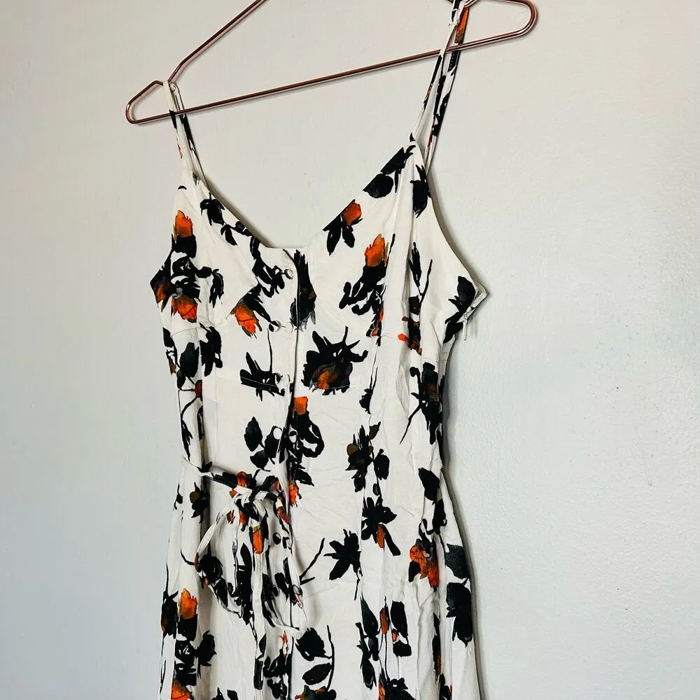 Derek Lam Women's White Floating Floral Button Down Camisole Dress Size 4 - Image 5