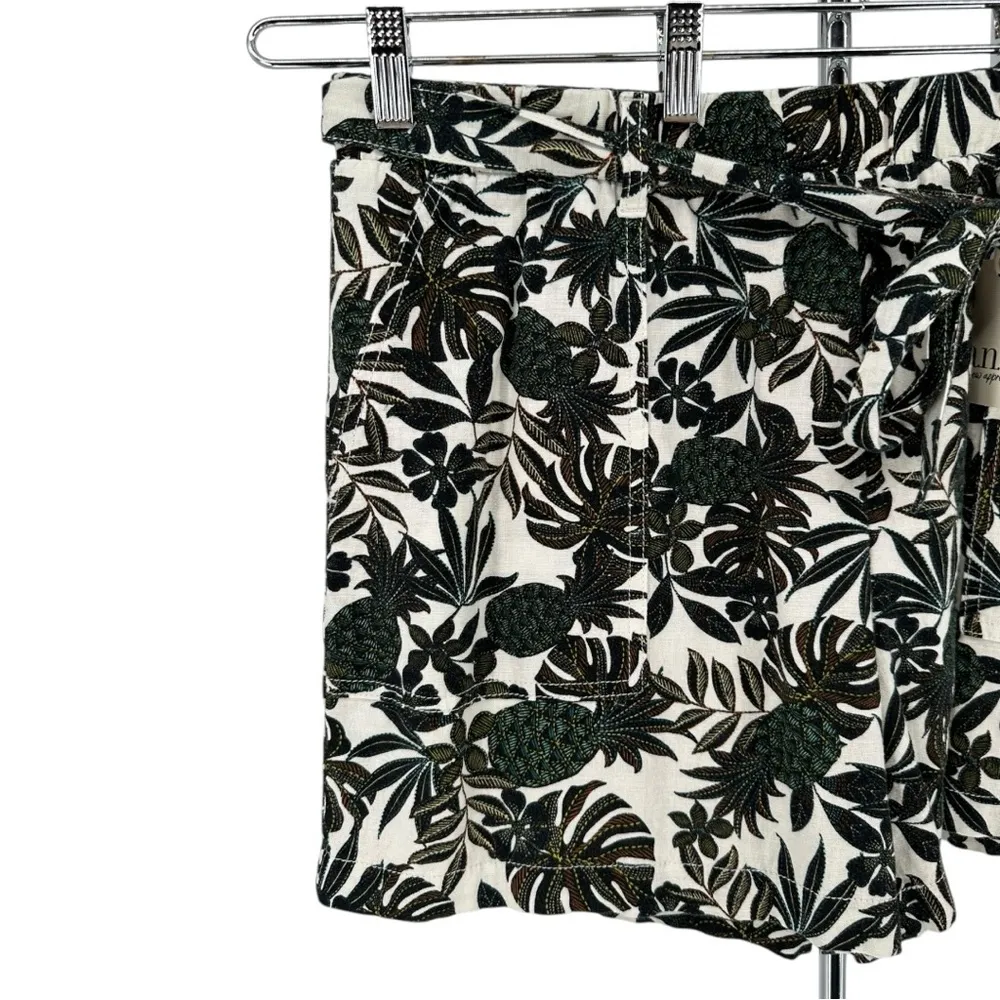 a.n.a. Linen Blend Womens High Rise Pull-On Shorts Belted Palm Print Petite XL - Image 6