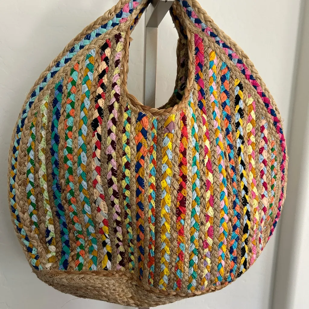 Anthropologie Antik Kraft Ruhi Tote Bag Straw Beach Bag Boho - Image 2