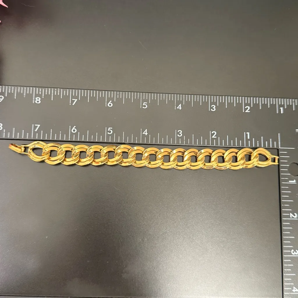 Vintage MONET Gold-plated Double Chain Chunky Bracelet 26.9g. - Image 8