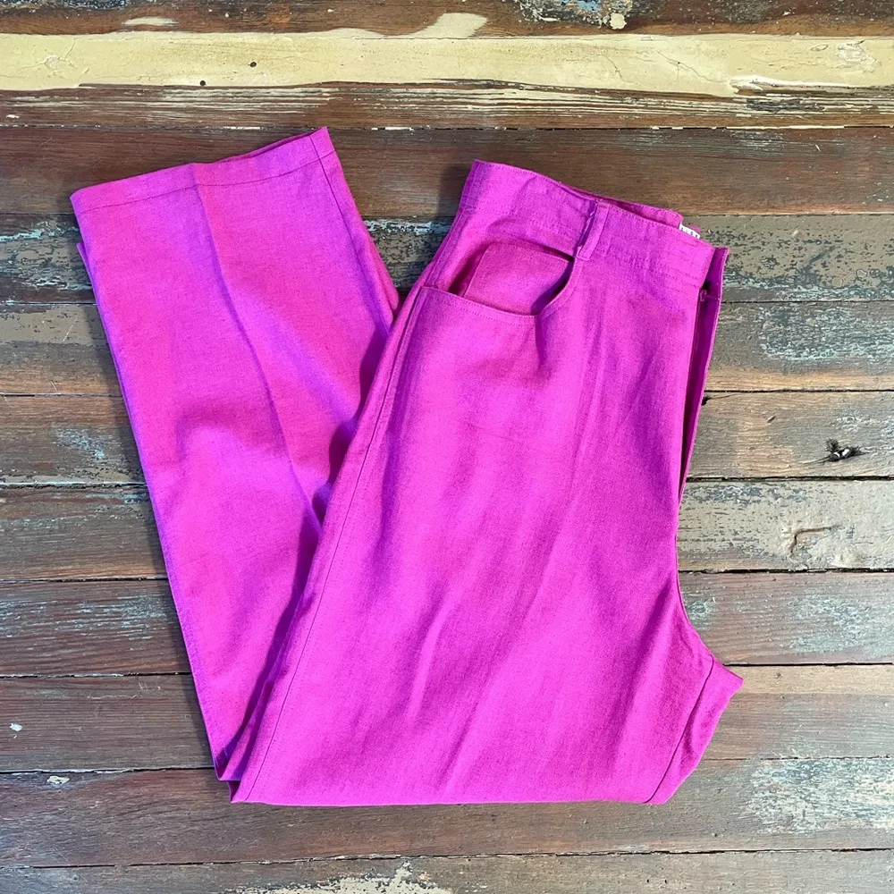 Vintage Sigrid Olsen Vibrant Pink Linen Blend Relaxed Pants - Sz 14 💚🎀 - Image 9