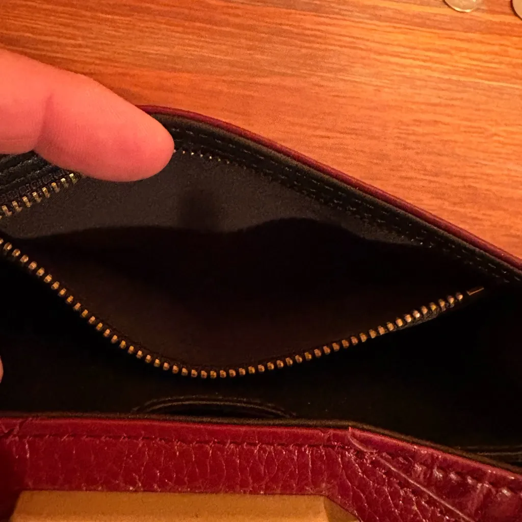 Treesje Burgundy/Deep Red Leather Clutch with Chain Strap - Image 7