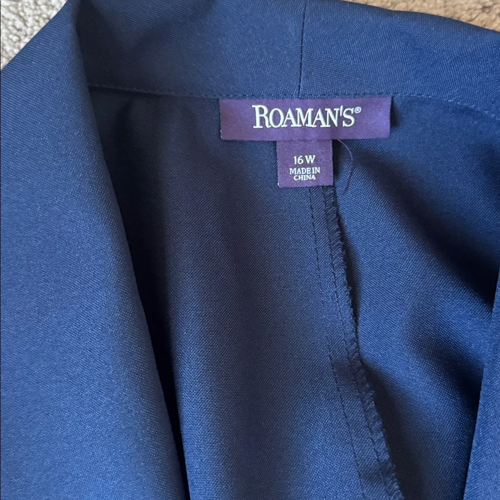 Roaman's Navy Two Piece Blazer & Dress Set SIZE 16W Blue - Image 3