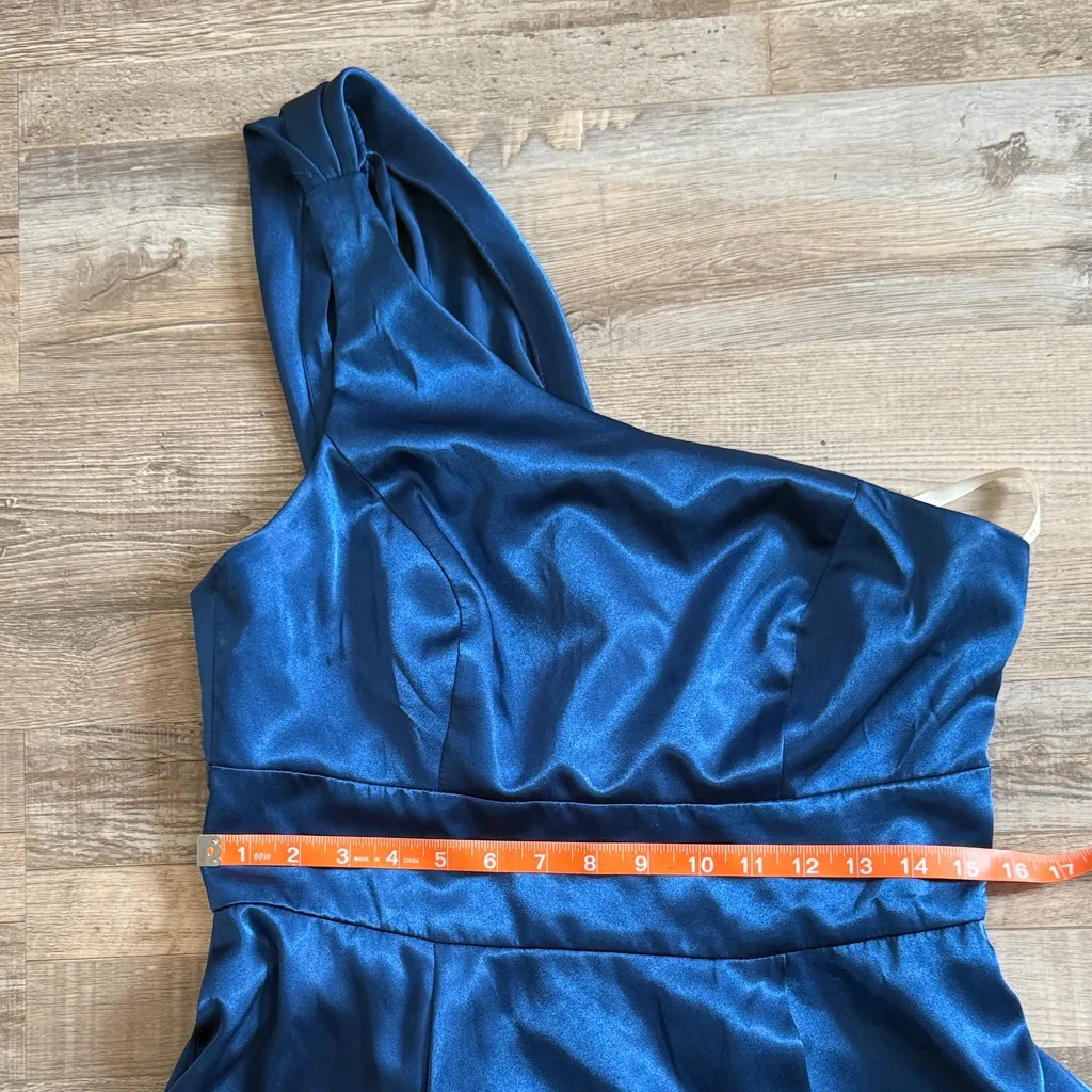 Galina Signature by David’s Bridal Elegant Blue One-Shoulder Dress size 10 - Image 15