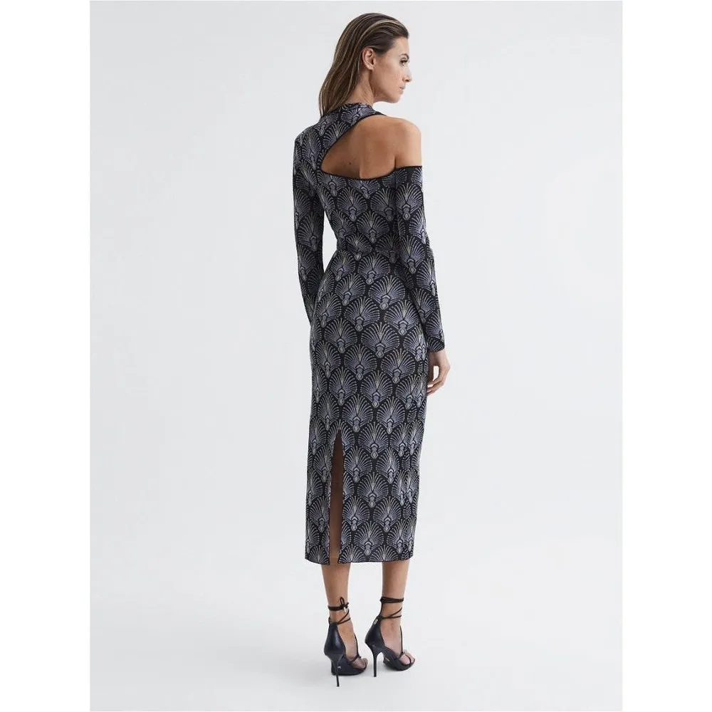 REISS  Anja Metallic Jacquard Knitted Midi Dress NWOT size XL (b45 ) - Image 2